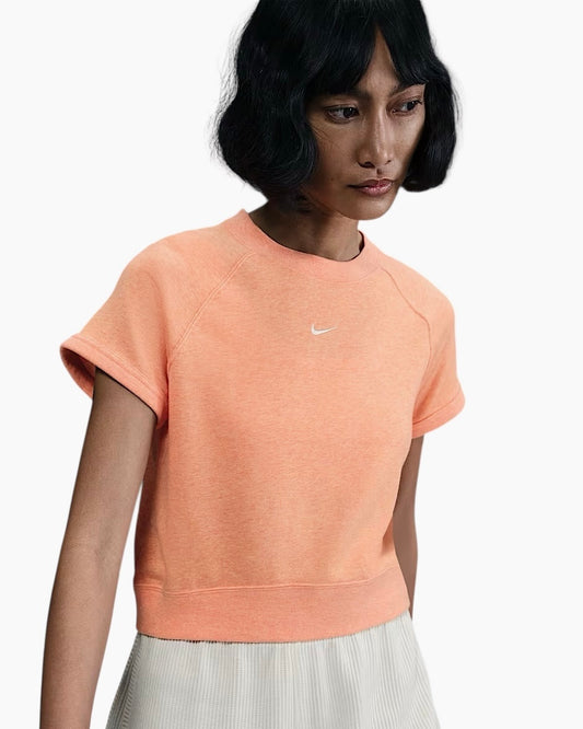 Top Nike de felpa francesa de manga corta para mujer